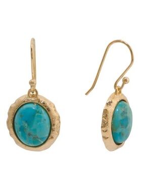 YUGSHA Made In India 14kt Gold Plated Blue Mohave Drop Earrings